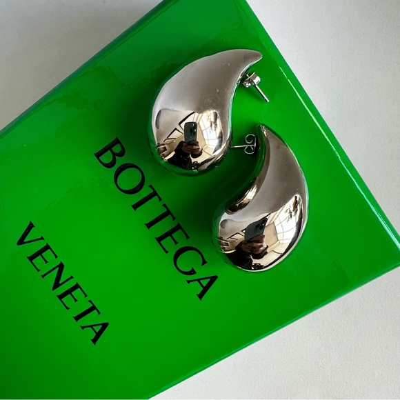 14K White Gold Plated Large Teardrop Earrings - Picture 2 of 12